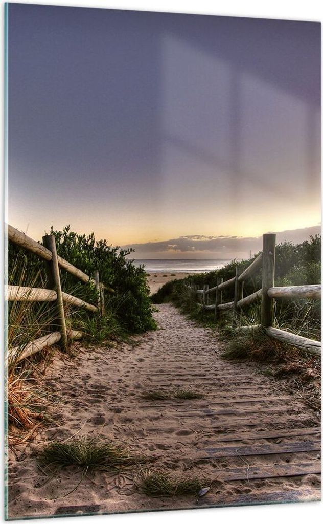 Bilder auf glas - Einteilig - Pfad Landschaft Himmel - 70x100cm - Glasbilder - Wandbilder - Bilder - zum Aufhängen bereit - Wanddekoration aus Gla...