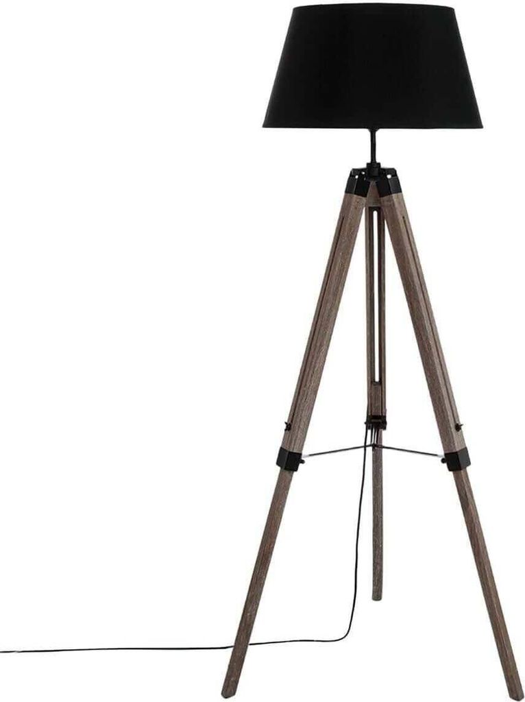 Lampadaire RUNO avec abat-jour gris, en bois, hauteur 145 Image du produit 