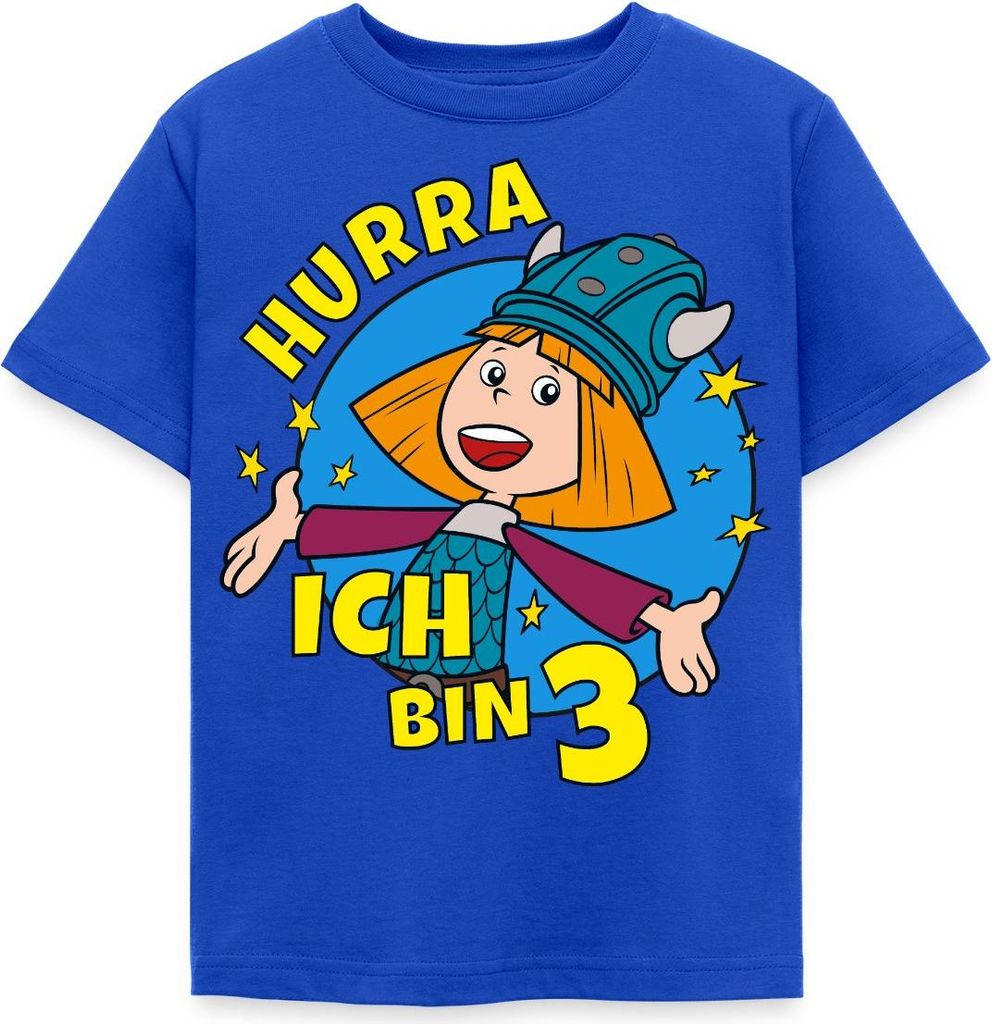 Spreadshirt Wickie Und Die Starken Männer 3. Geburtstag Kinder T-Shirt, 98/104 (3-4 Jahre), Royalblau