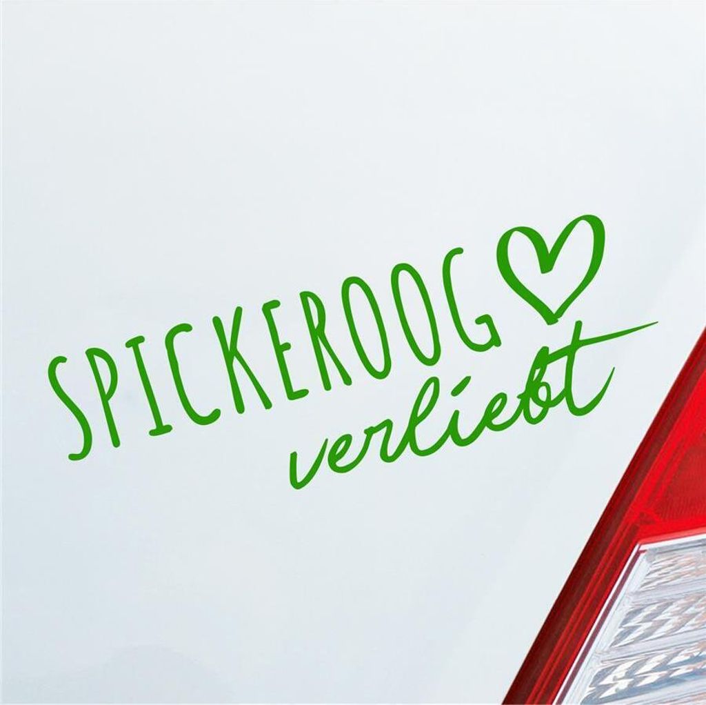 Auto Aufkleber Spickeroog Herz Insel Nordsee Liebe Car 19x6 cm Hellgrün Sticker Heckscheibenaufkleber
