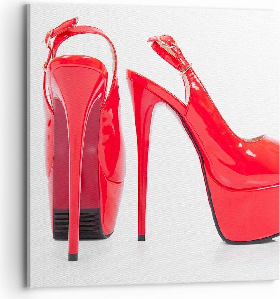 Bild auf Leinwand - Leinwandbild - Ferse Schuhe Frauen Mode - 70x70cm - Wand Bild - Wanddeko - Leinwanddruck - Bilder - Kunstdruck - Wanddekoration...