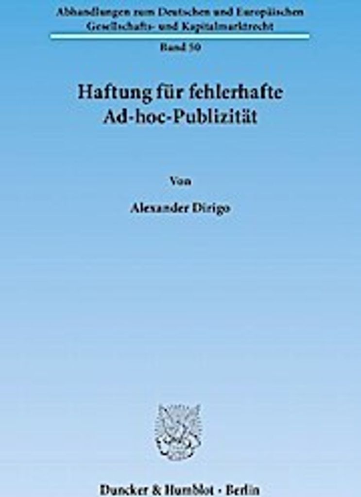 Haftung für fehlerhafte Ad-hoc-Publizität