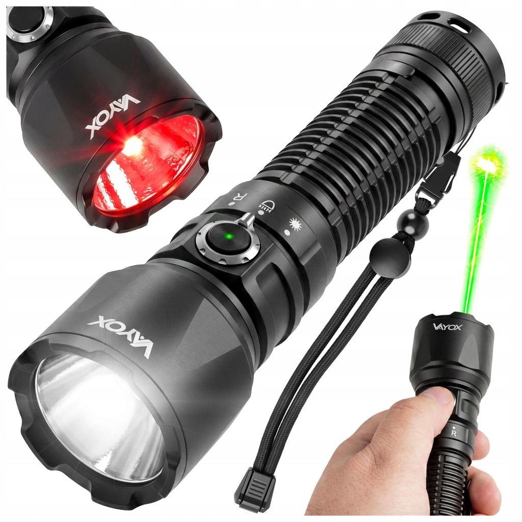 Vayox LED zaklamp VA0457, 2000lm, oplaadbaar via USB-C | Productafbeelding 