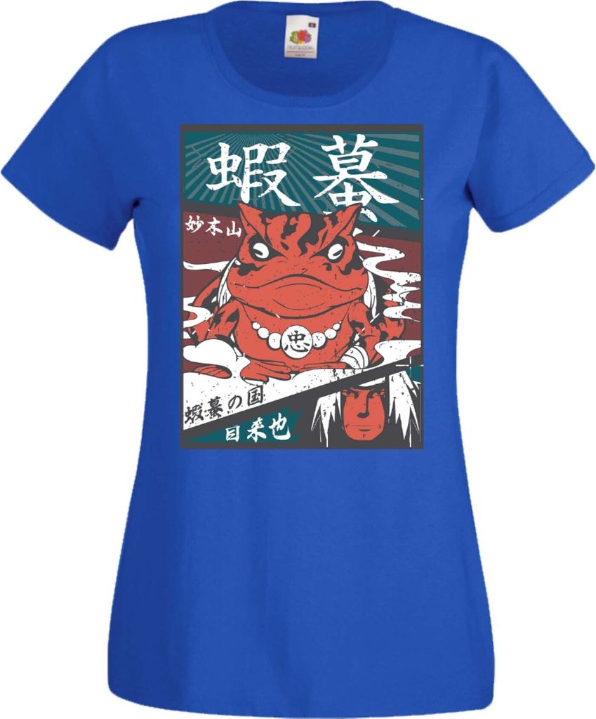 Damen T-Shirt Anime Manga Naruto Jiraya 03 Frog Ninja, Lady 2XL / Blau