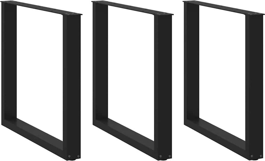 Esstischbeine U-Form 3 Stk. Schwarz 80x(72-73) cm Stahl