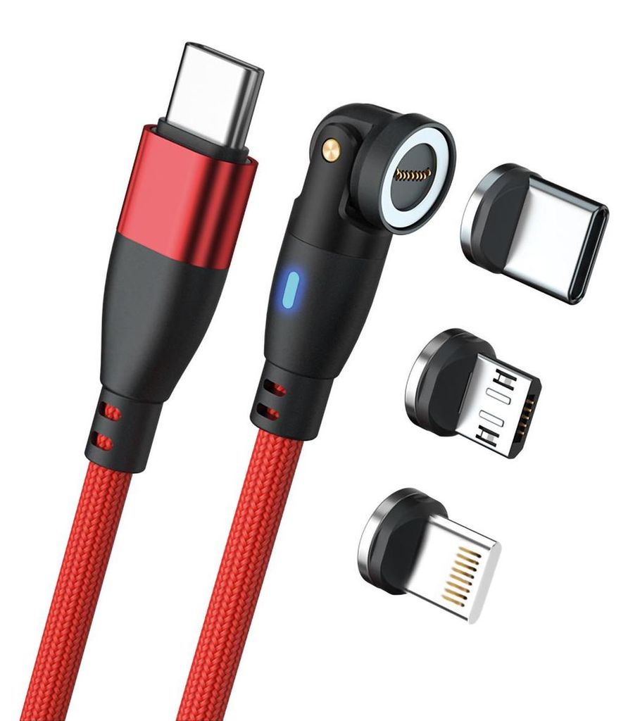 RealPower Magnetic cable 100 Watt,1m,rot mit Adaptern