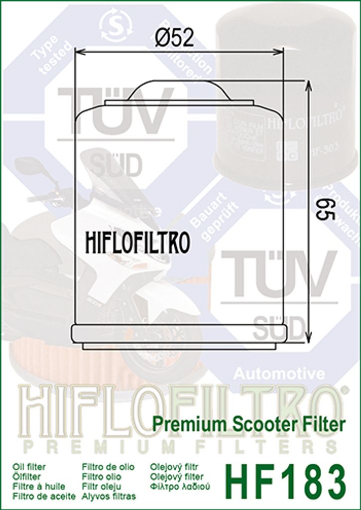 HIFLO Filter Ölfilter HF183, BEN/GIL u.a. * Scarabeo 300 VR Produktbild 