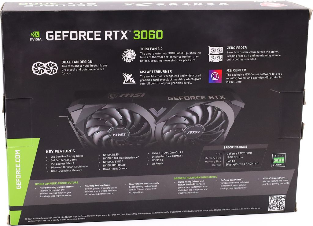 MSI GeForce RTX 3060 VENTUS 2X 12G OC NVIDIA 12 GB GDDR6 Obrázok produktu 7