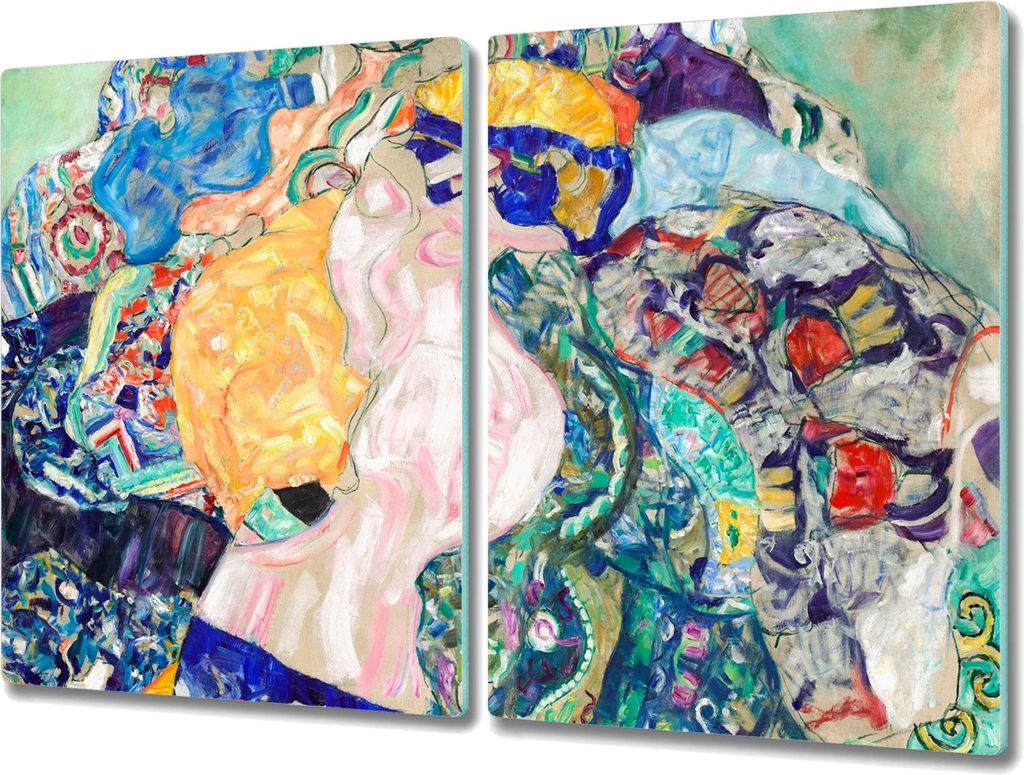 Coloray Schneidebrett Herdabdeckplatte 2x40x52 cm Kochplattenabdeckung Küchenbrett Hackbrett - Baby-Wiege Gustav Klimt