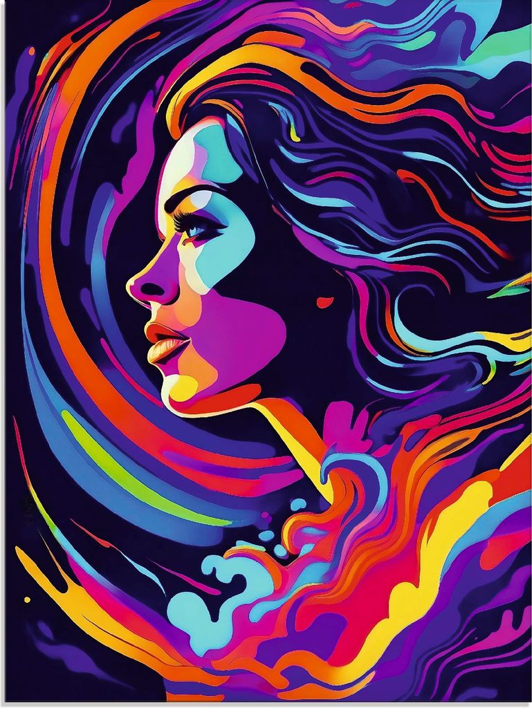 ARTland Glasbild Frau in bunten Farben Größe: 60x80 cm