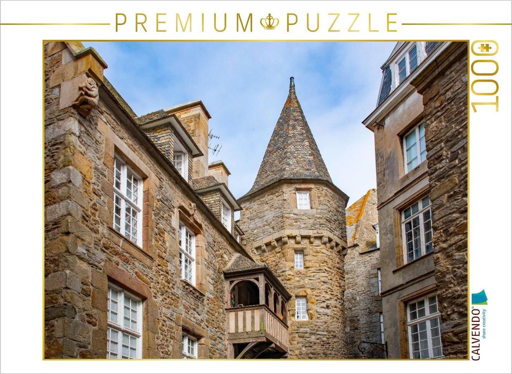 CALVENDO Puzzle Haus der Herzogin Anne, Saint Malo, Bretagne, Frankreich | 1000 Teile Lege-Größe 64x48cm Foto-Puzzle für glückliche Stunden
