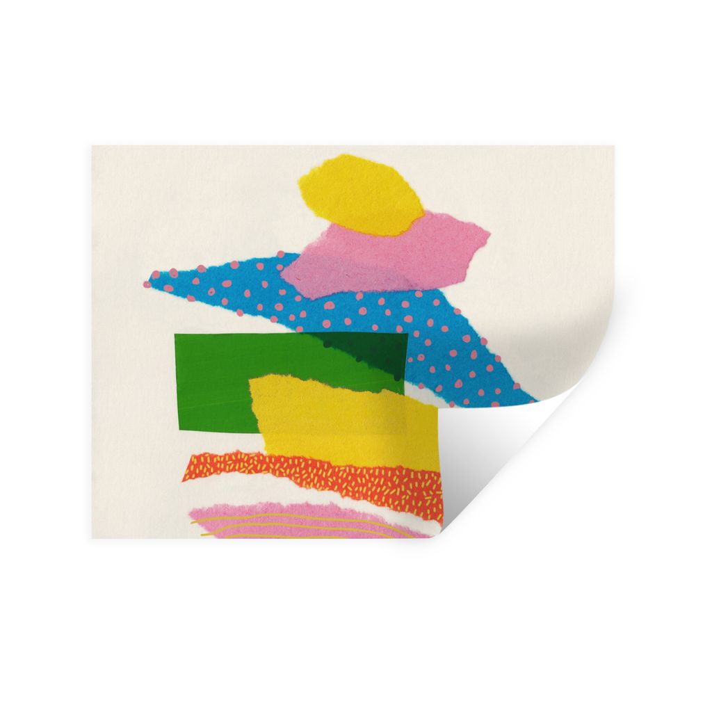 MuchoWow Wandtattoo Wandsticker Wandaufkleber Abstrakt - Kunst - Formen - Regenbogen 120x90 cm Selbstklebend und Repositionierbar - Aufkleber