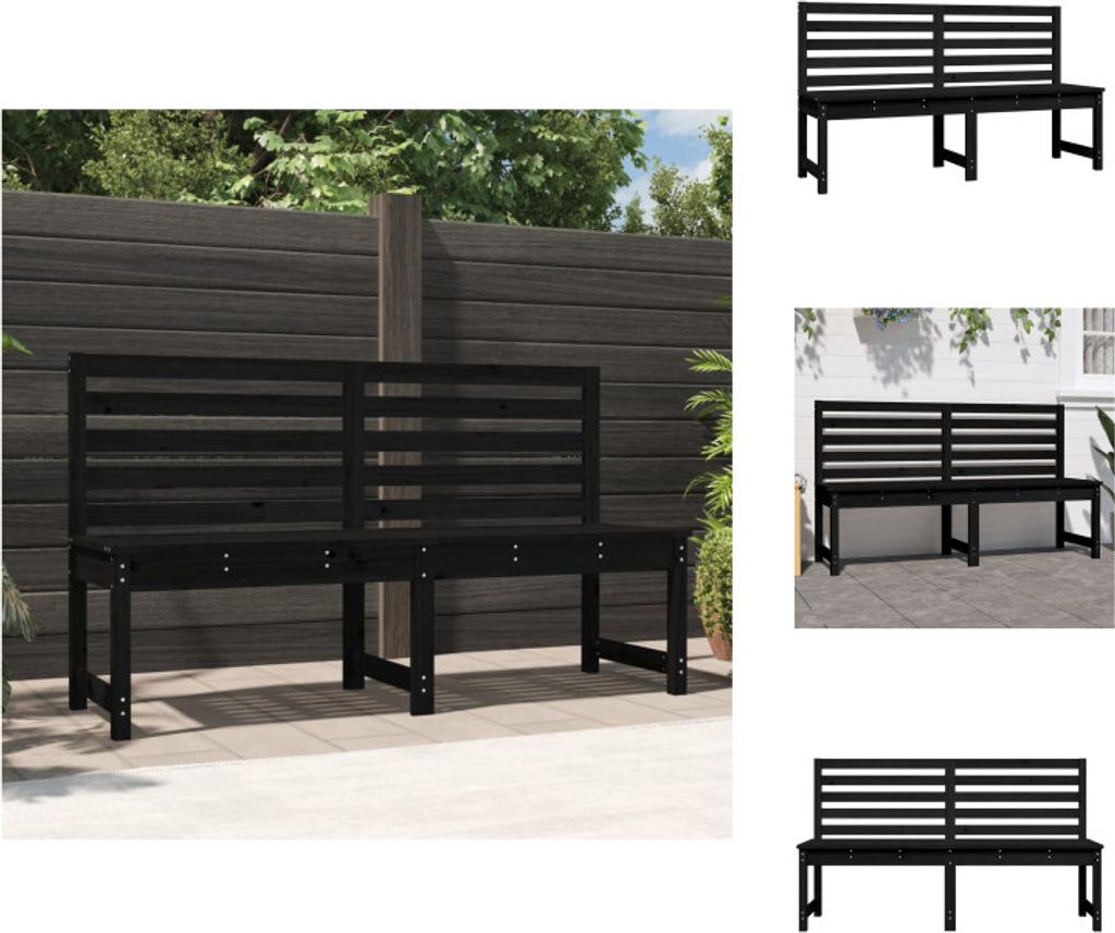 vidaXL Gartenbank Schwarz 157,5 cm Massivholz Kiefer - Gartenbänke