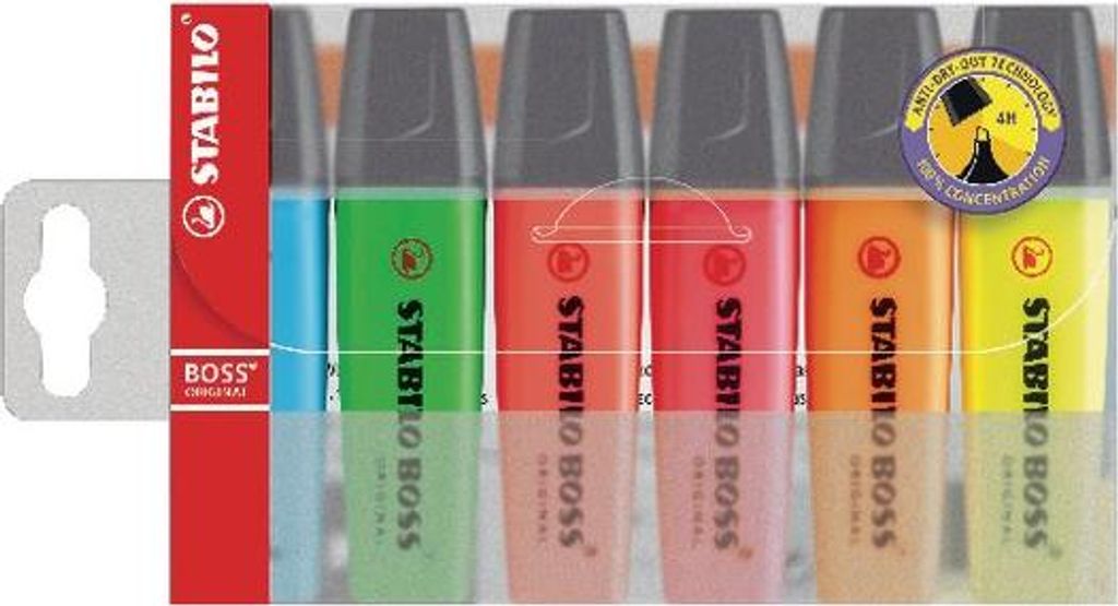 STABILO BOSS ORIGINAL, 6 szt., Wielo, Końcówka ścięta, Zdjęcie produktu 