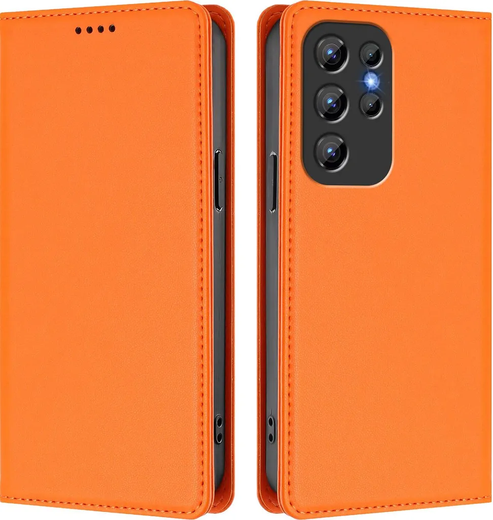 Cover Oukitel C1 Pro in Pelle Arancione - Custodia Flip con Stand