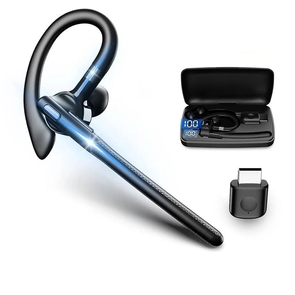 Kabelloses Bluetooth Headset mit Mikrofon – 180 Std Bereitschaft, 1,5 Std Schnellladung, USB Bluetooth 5.3 für Freisprech-Hände