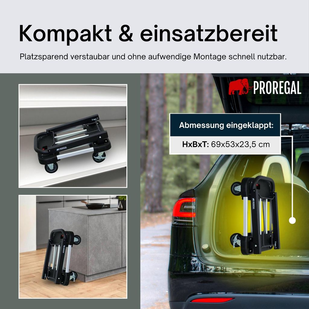 Klappbarer Profi-Transportwagen TAURUS 200 | HxBxT Produktbild 