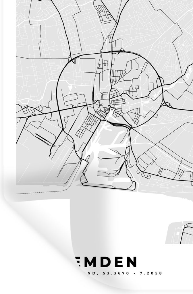 MuchoWow Wandtattoo Wandsticker Wandaufkleber Stadtplan - Emden - Karte - Deutschland - Karte 20x30 cm Selbstklebend und Repositionierbar - Stick...