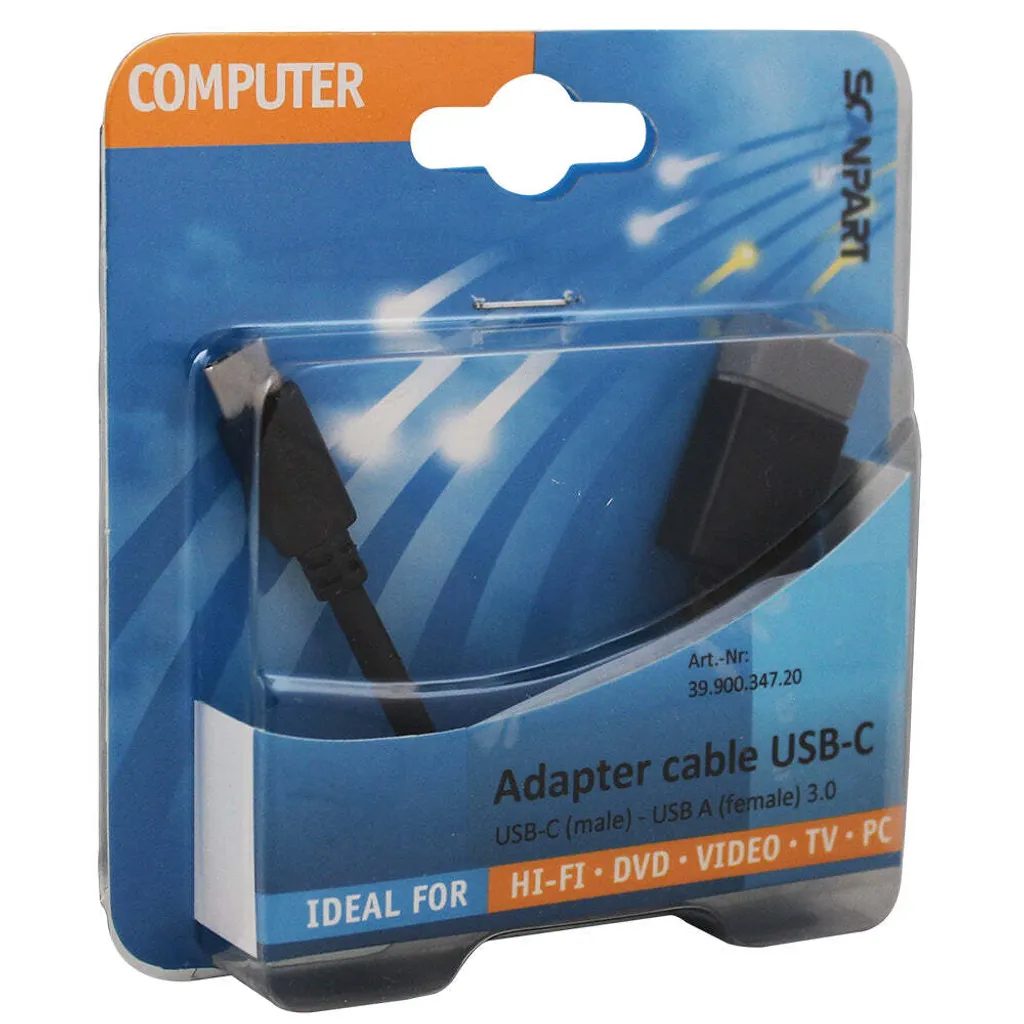 Câble Scanpart USB-C mâle vers USB-A femelle 0,15m adaptateur OTG