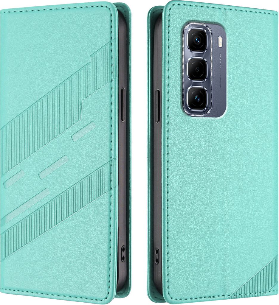 Hülle für Infinix Hot 50 Pro+ 4G, Kunstleder Brieftaschen Handyhülle mit Kartenfach und Standfunktion Türkis