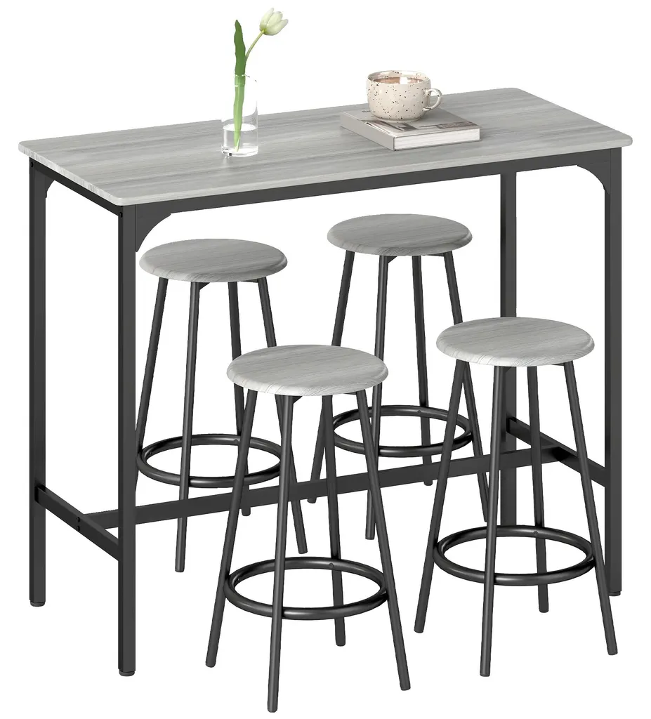 Table de bar grise compacte 4 places pour aménager un petit espace