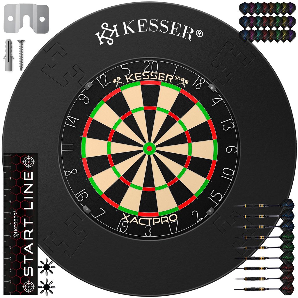 KESSER® Dartscheibe Sisal mit 9 Dartpfeile Professional Produktbild 