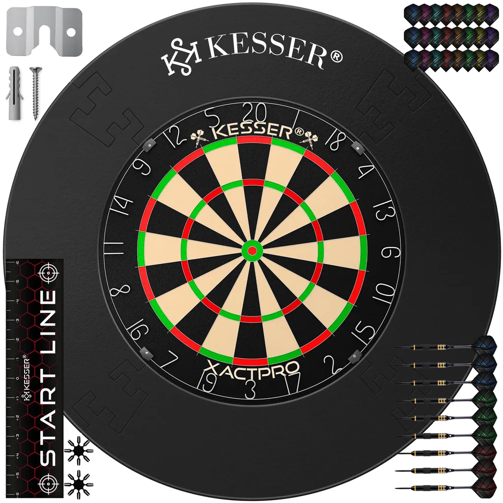 Jeu de fléchettes traditionnel en sisal avec 9 fléchettes pointe acier