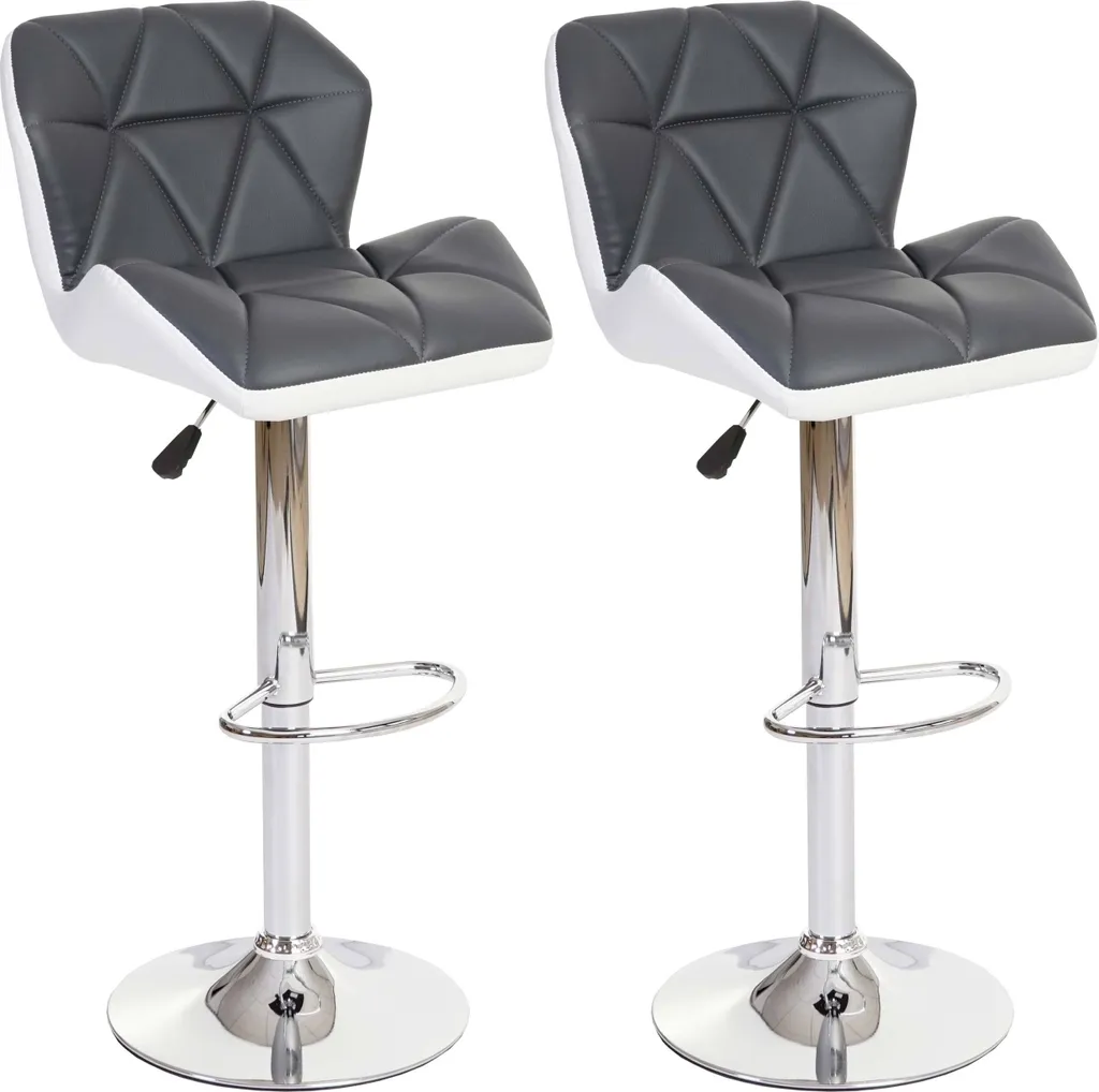 Lot de 2 tabourets de bar HWC-A92 en similicuir gris réglables