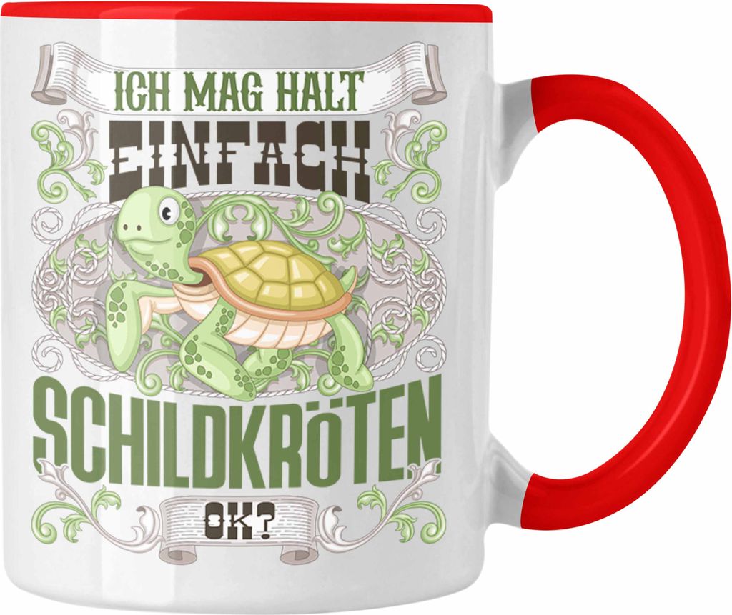 Trendation - Schildkröte Tasse Geschenk Schildkröten Besitzer Spruch Geschenkidee Ich Mag Halt Einfach Schildkröten Ok (Rot)