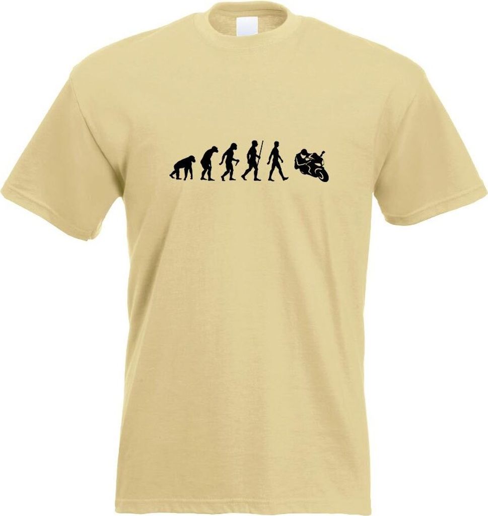 Kiwistar - T-Shirt - Khaki - Evolution Motorrad Rennmaschine Herren Funshirt Bedruckt Design Sprüche Spruch Motive - mit Motiv Bedruckt - Funshirt...
