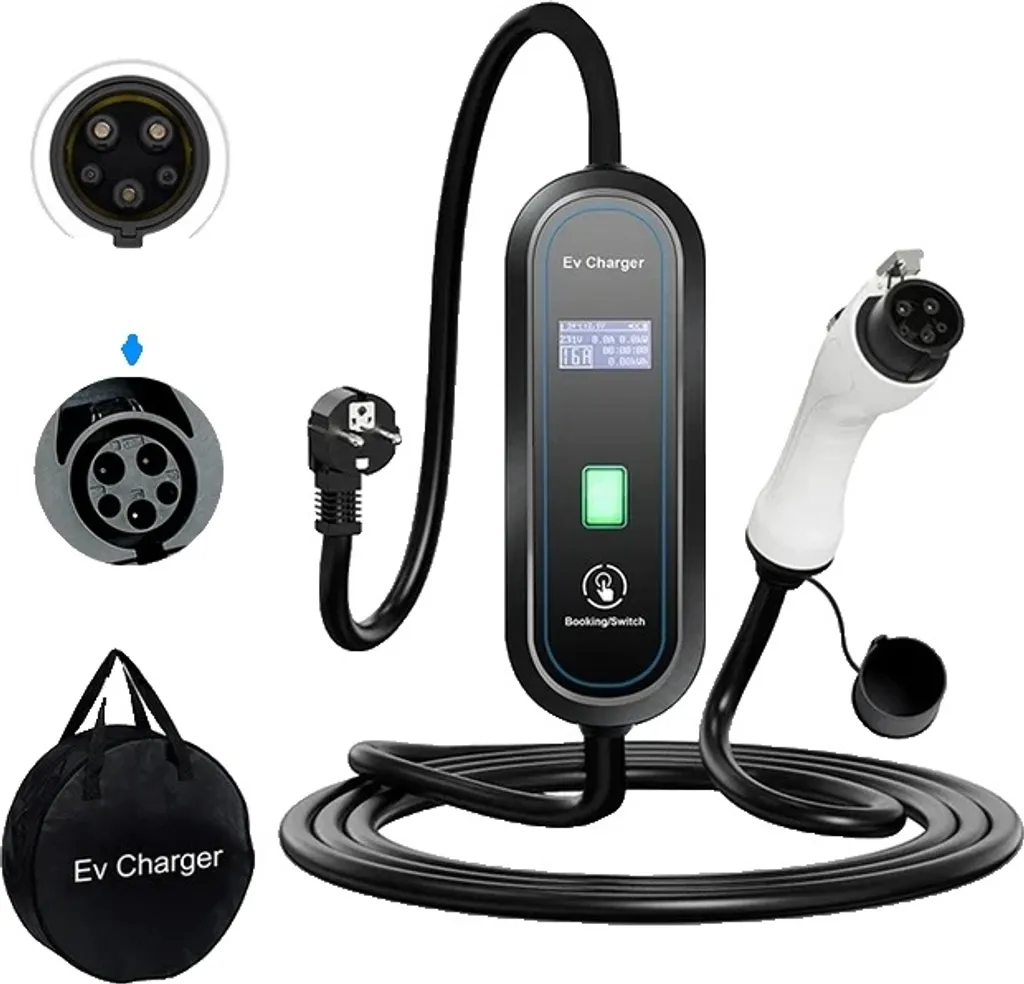 Câble de recharge voiture électrique Type 1 courant variable 16A IP65