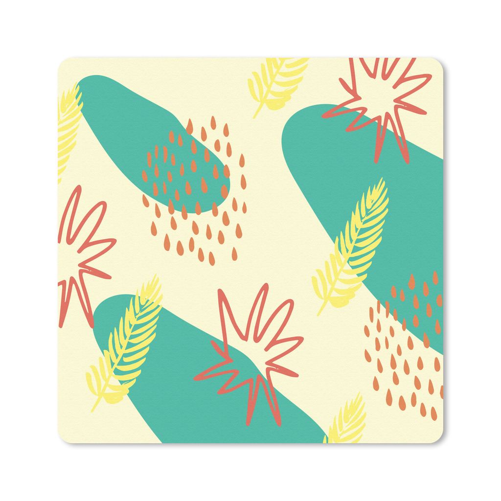 MuchoWow Mauspad Mousepad Sommer - Pflanzen - Blau 30x30 cm - Mousepads - Maus Mat - Pad - Mausunterlage - Gaming