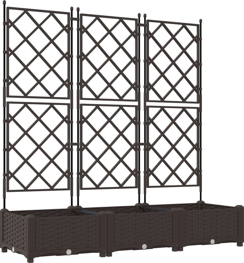 Möbel Gartenpflanzer mit Spalier 3 Stück Braun 120x40x125.5 cm - Beete 42002816