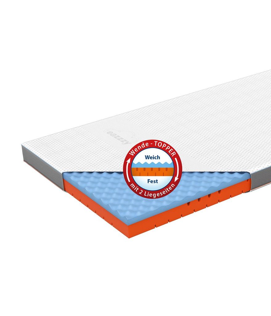 Genius eazzzy Topper Premium Cube Advance, 9 cm Höhe, Matratzentopper, 2 in 1 Wende Topper mit Cooling Funktion, Memory Schaum, 90*200 cm