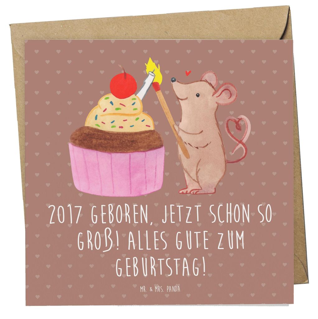 Mr. & Mrs. Panda Grußkarte 2017 Geburtstag - Braun Pastell - Geschenk, Geburtsjahr, Handgefertigt, Happy Birthday, faltkarte, Geburtstagsgeschenk,...
