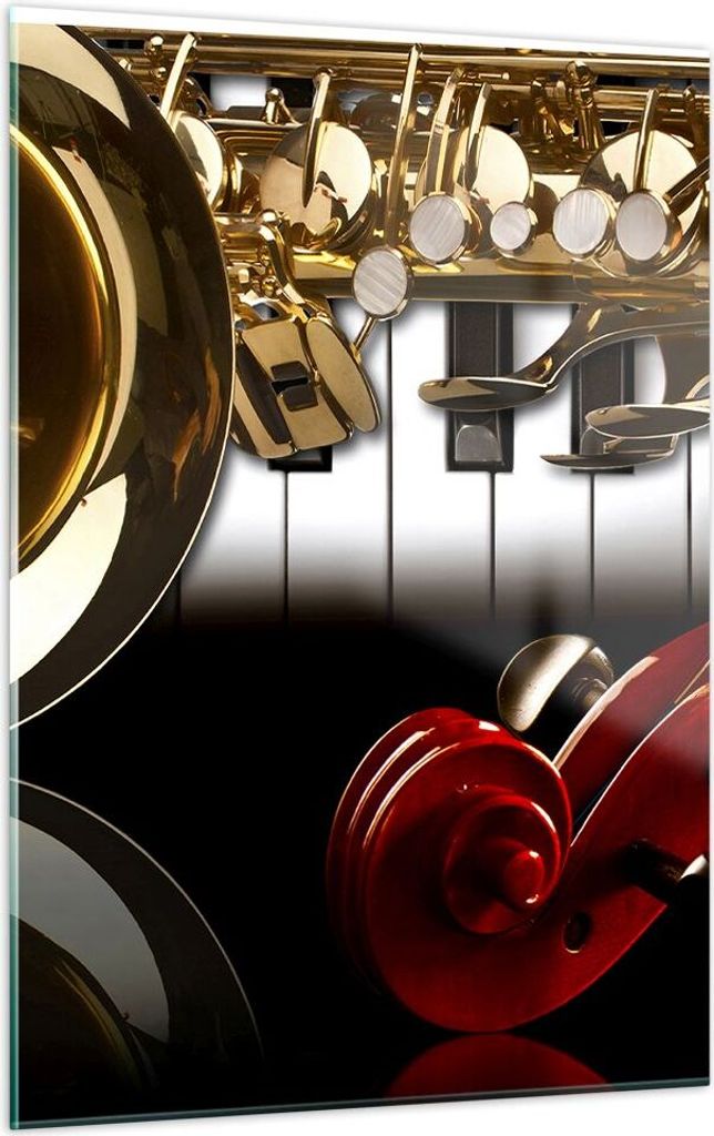 Bilder auf glas - Einteilig - Klaviertasten Musik Instrumente - 50x70cm - Glasbilder - Wandbilder - Bilder - Wanddekoration aus Glas - Glas Bilder ...