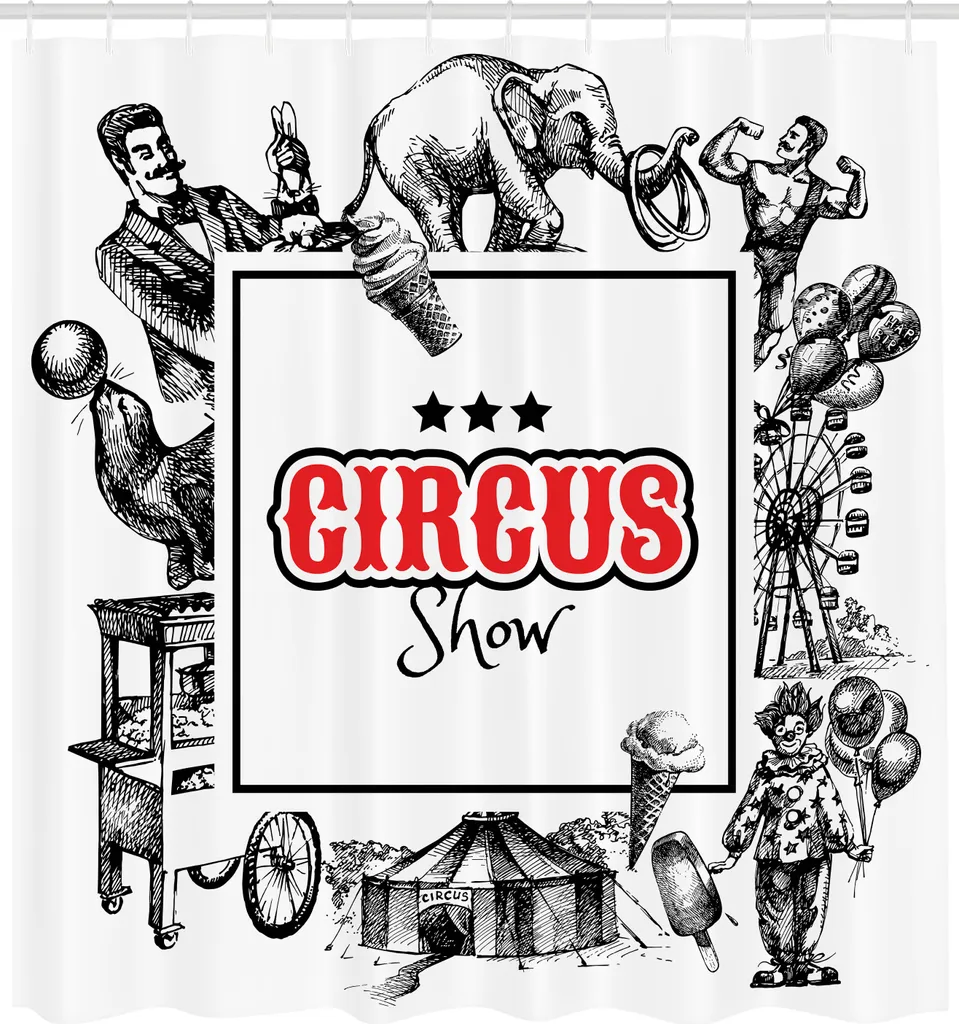 Offerta Tenda Doccia Tessuto 175x220 Arancione Nero - Circo Vintage