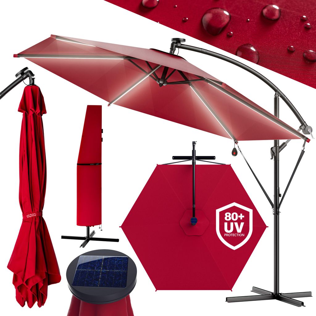 KINGSLEEVE® Parasol déporté inclinable Ø 330cm rouge Image du produit 