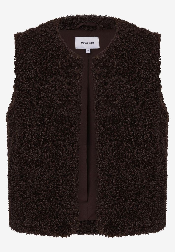 MORE & MORE Teddy Fur Vest espresso brown 42 Produktbild 