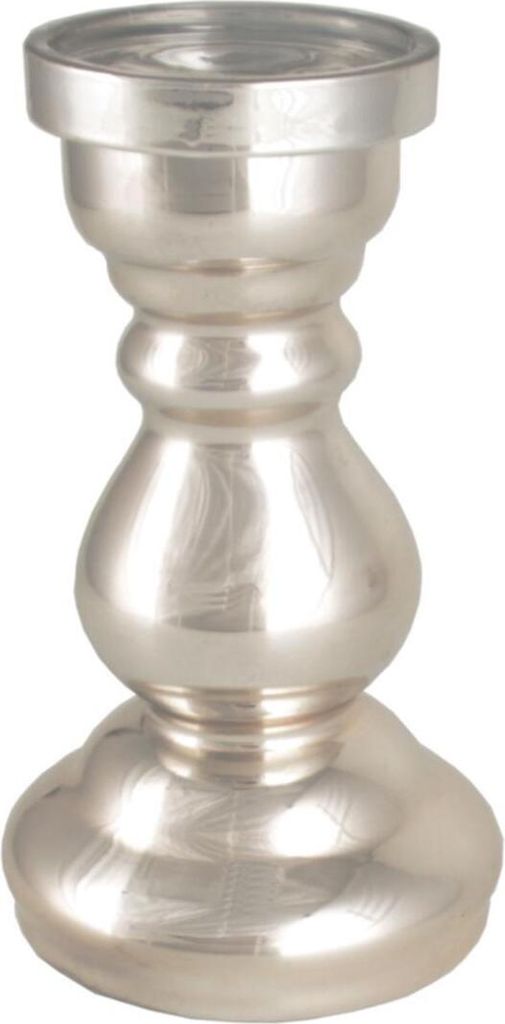 BADEN Glas-Kerzenhalter weißgold-glänzend ca. 18 cm H | BA-113291800000