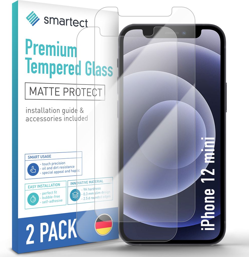 2x Schutzglas Panzerfolie Matt für iPhone 12 mini Produktbild 