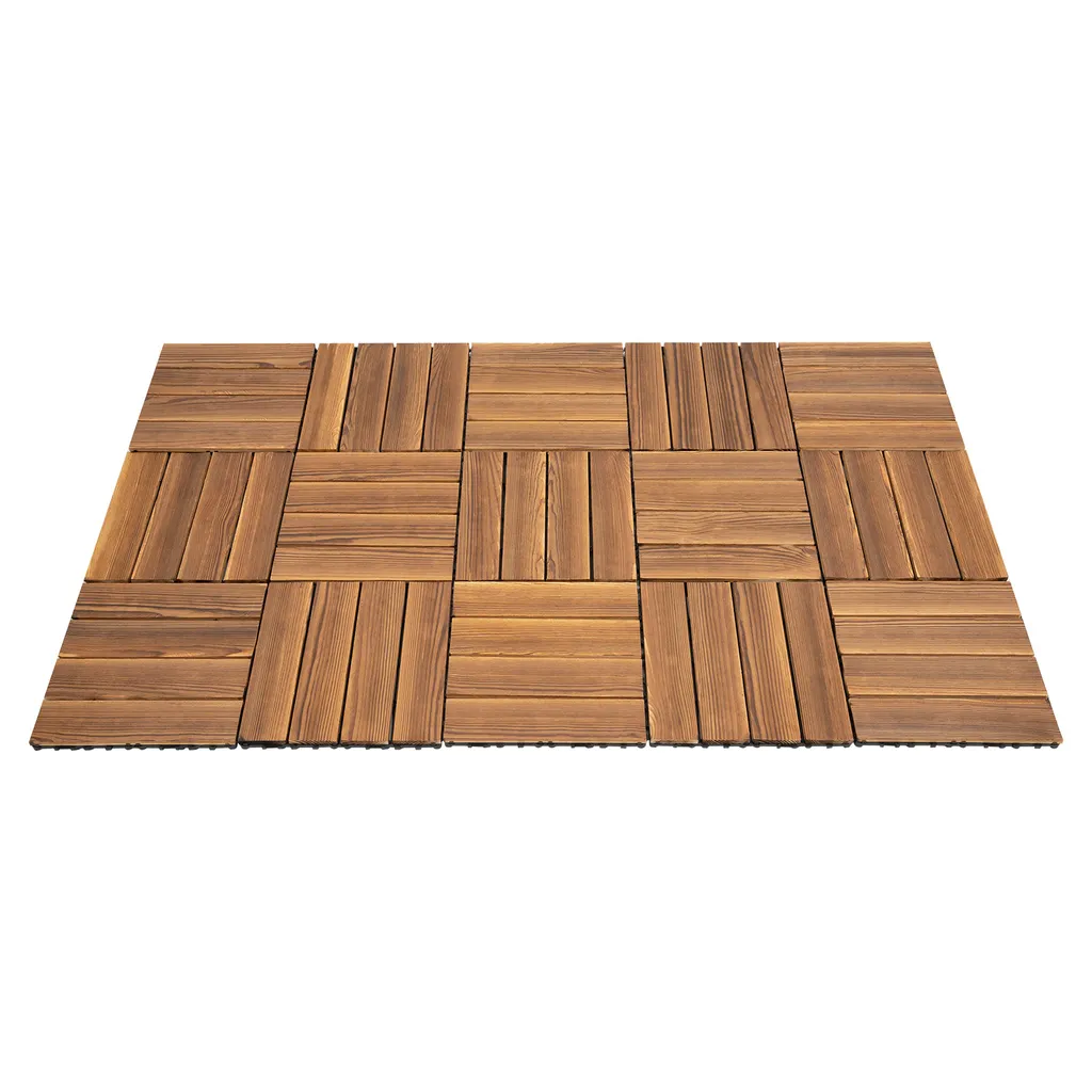 Dalles de terrasse en bois 30x30 cm assemblables lot de 36 pièces 3m²