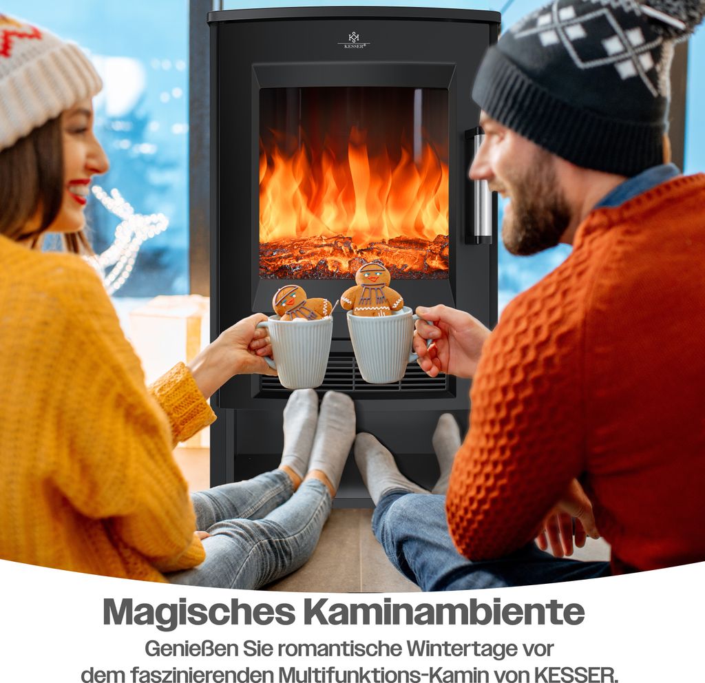 KESSER® Elektrokamin mit Heizung Panorama-Sichtfenster Produktbild 5