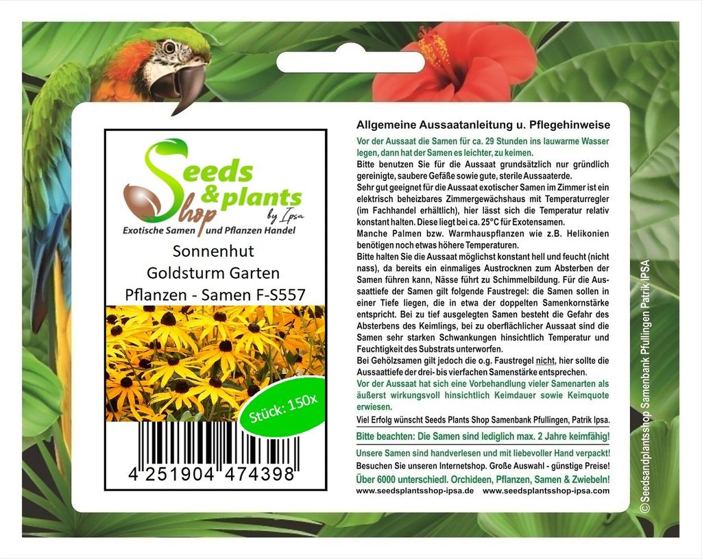 150x Sonnenhut Goldsturm Garten Pflanzen - Samen F-S557