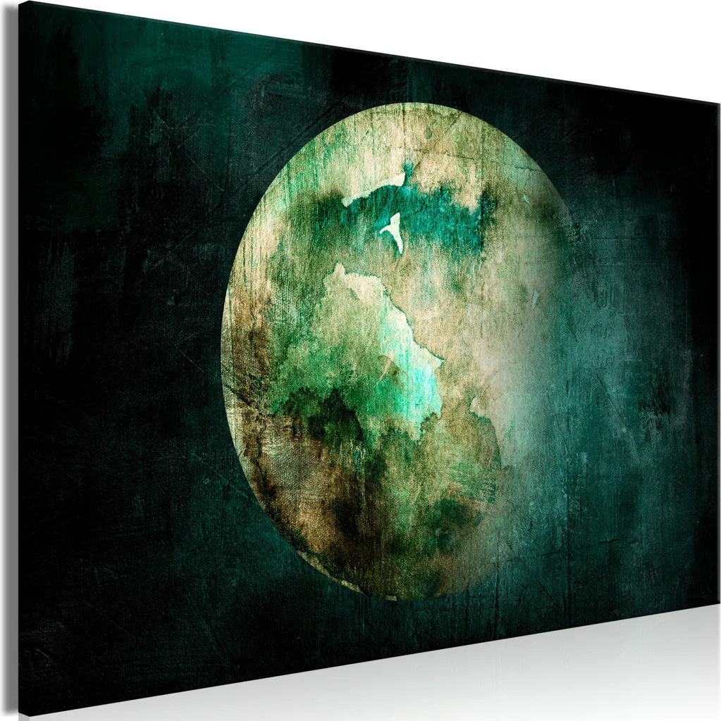 Pangea Verde Quadro Moderno 90x60 - Stampa su Tela Paesaggio Astratto