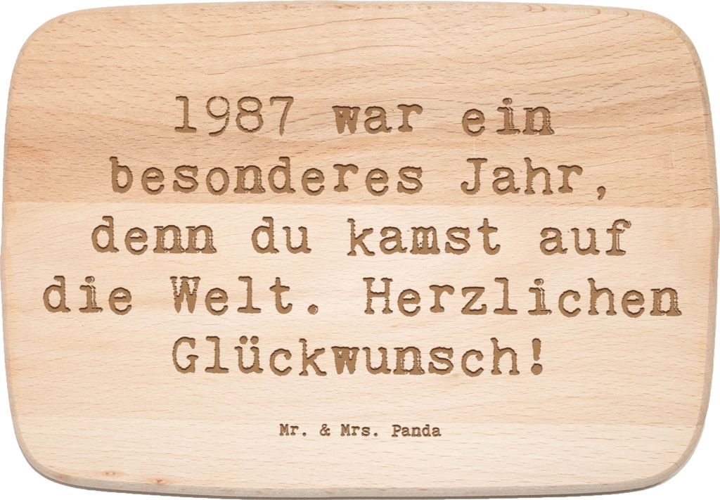 Mr. & Mrs. Panda Schneidebrett Spruch 1987 Geburtstag - Transparent - Geschenk, spezielle Geburt, Alter, Jahrgang, brotzeitbrettchen, Holzbrett, bu...