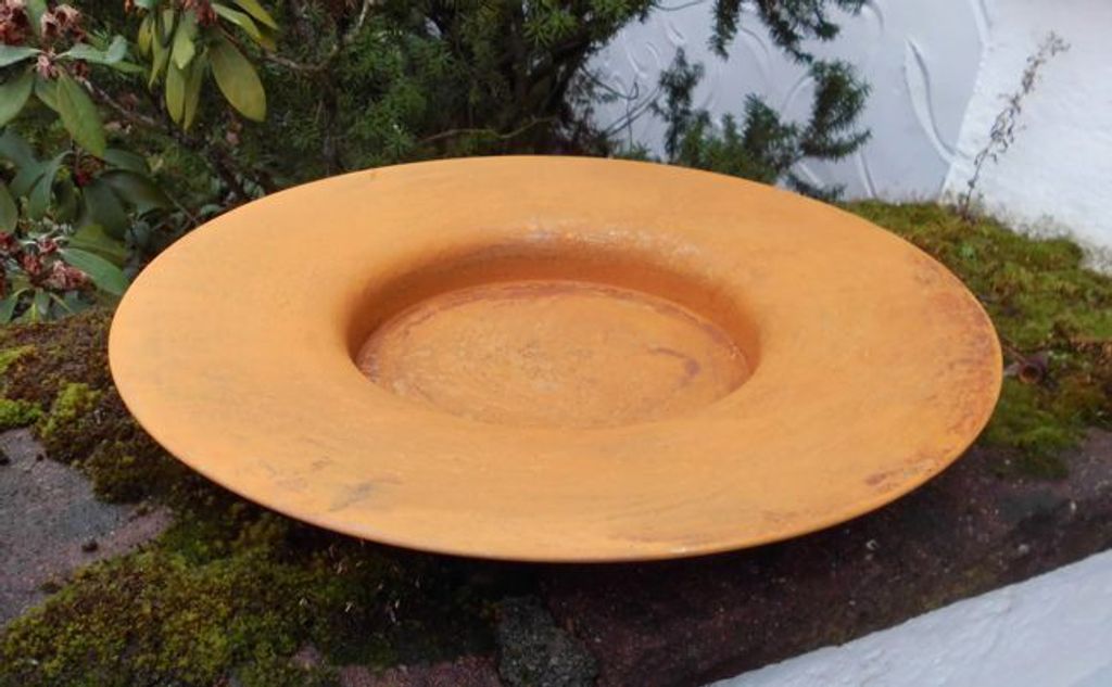 Dekorativer, großer Eisenteller Pflanzschale Dekoschale Rost 47 cm Durchmesser