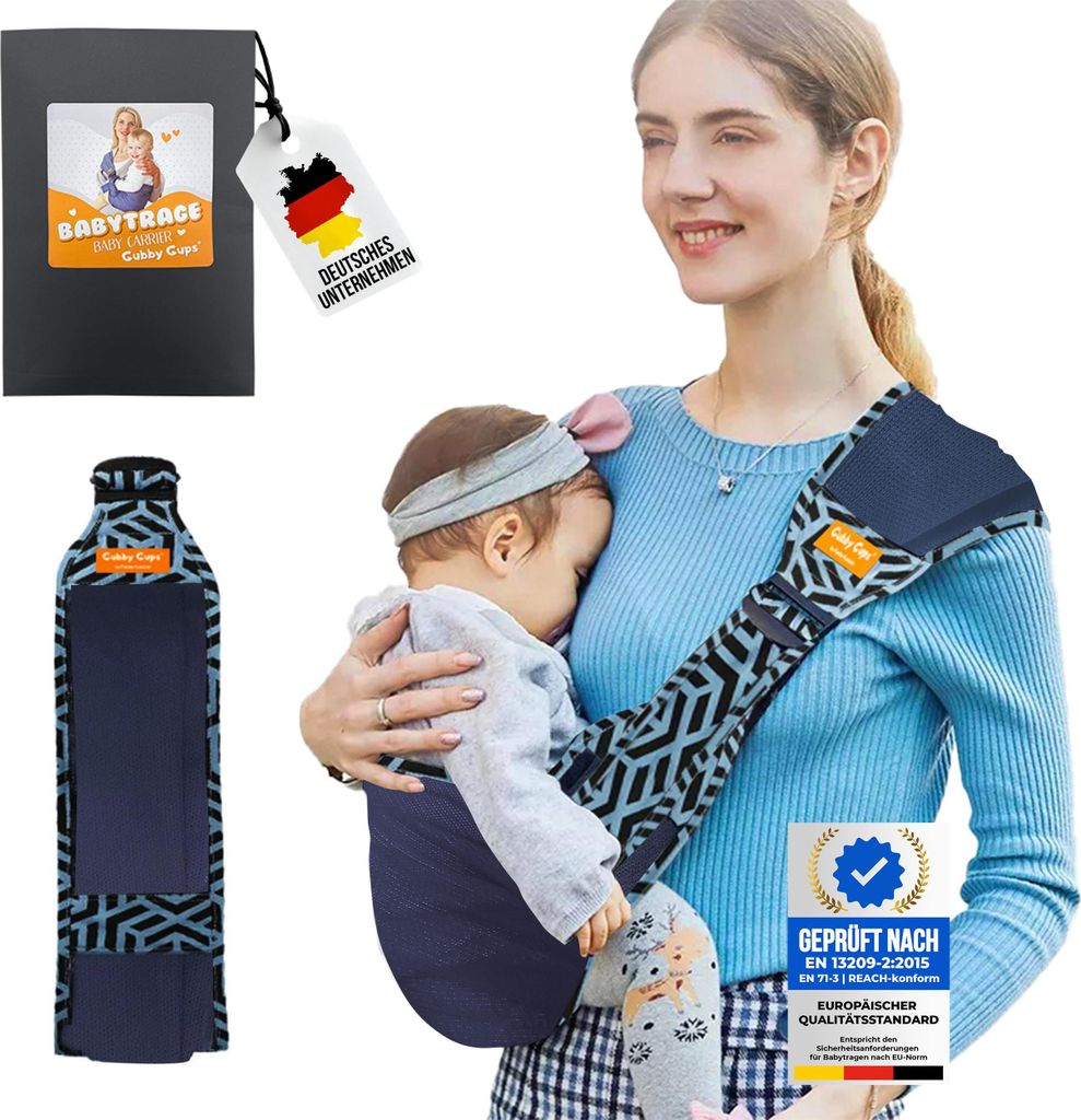 GUBBY GUPS Ergonomische praktische Babytrage V1.0 für schnelle Einsätze - Tragetuch Baby neugeboren Baby Tragegurt Kleinkind bis 15 KG, Hüftsi...