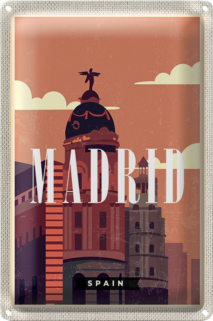 Blechschild Reise 18x12cm Madrid Spain Retro Vintage Reiseziel
