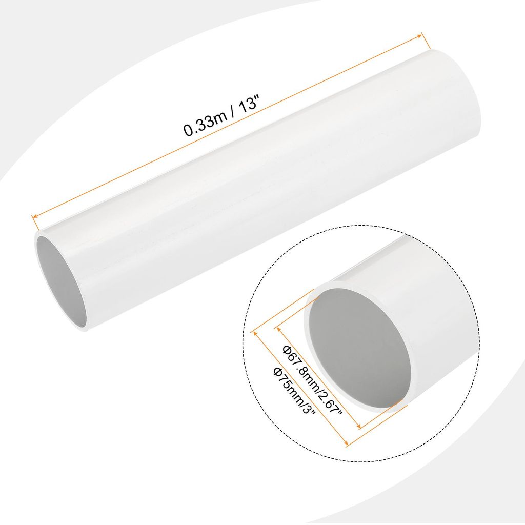 PVC Rohr, Durchmesser 67.8mm L?nge 0.33m Rund Kunststoffrohr fš¹r Garten, Aquarium, Wasserleitung, Kabelkanal, lš¹ftungsrohr (Wei?)